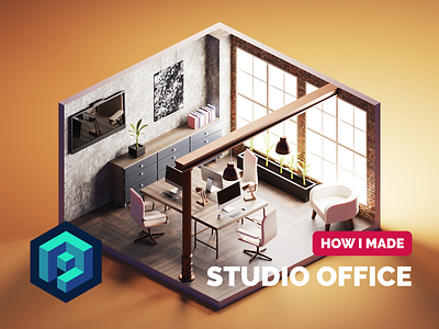 Studio Office Tutorial 3d blender diorama illustration isometric office render room studio