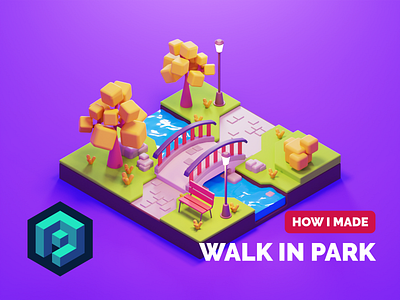 Walk in the Park Tutorial 3d blender diorama illustration isometric low poly lowpoly lowpolyart nature park render trees tutorial