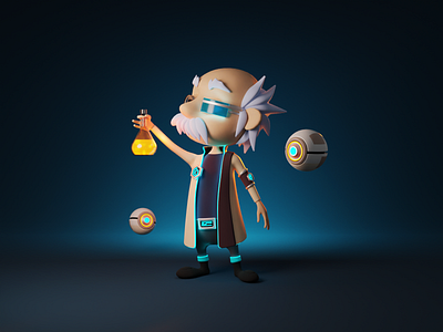 Stan the Scientist 3d 3d character blender character character design character illustration cyberpunk illustration render sci fi scientist