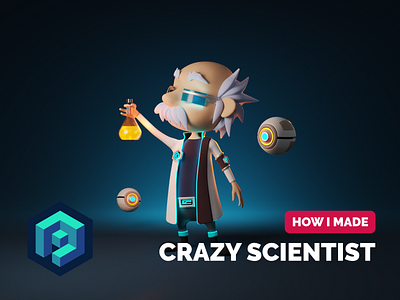 Crazy Scientist Tutorial 3d 3d character blender character illustration characterdesign illustration render tutorial