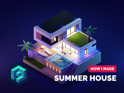 Summer House Tutorial 3d architecture blender house illustration isometric lowpoly render summer tutorial