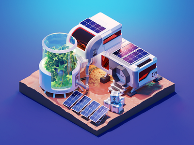 Martian Colony 3d blender colony diorama illustration isometric mars martian render sci fi space