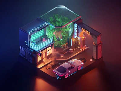 Cyberpunk Archway 3d blender cyberpunk cyberpunk 2077 diorama illustration isometric render scifi synthwave