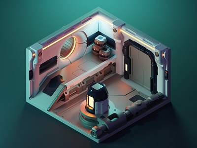 Dark Corridor 3d blender diorama illustration isometric render room sci fi scifi spaceship