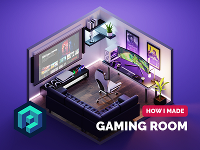 Gaming Room Diorama 3d 3d room blender diorama gaming room illustration isometric render room tutorial