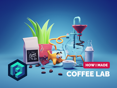 Coffee Lab 3d blender hero illustration hero image illustration process render tutorial web illustration