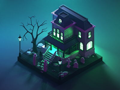 Haunted House 3d blender diorama halloween haunted house house illustration isometric low poly lowpoly lowpolyart render spooky
