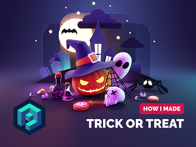 Trick or Treat Tutorial 3d blender diorama halloween hero illustration illustration render trickortreat tutorial web illustration