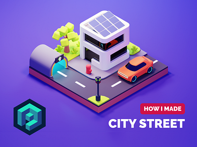 City Street Tutorial 3d blender car city cityscape diorama illustration isometric lowpoly lowpolyart render street tutorial