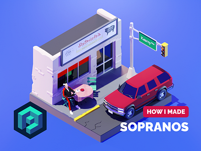 Sopranos Tutorial 3d blender diorama illustration isometric low poly lowpoly lowpolyart render tutorial