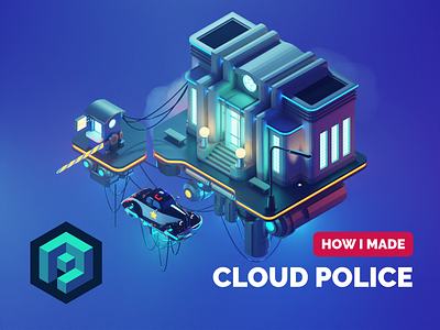 Cloud Police Tutorial 3d blender cyberpunk dieselpunk diorama illustration isometric low poly lowpoly lowpolyart render tutorial