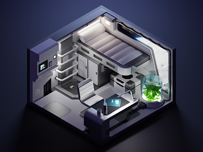 Orbital Room 3d blender diorama illustration isometric lowpoly render room scifi space