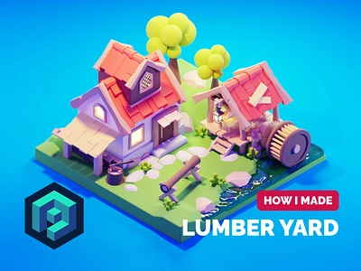 Lumber Yard Tutorial 3d blender diorama game art game asset illustration isometric low poly lowpoly lowpolyart lumber mill lumber yard render tutorial