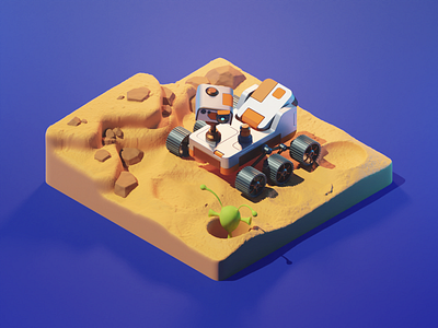 Mars Rover 3d blender diorama illustration isometric mars perseverance render rover space