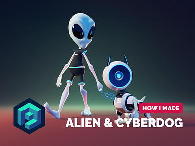 Alien & Cyberdog Tutorial 3d alien blender character modeling characterdesign illustration render robot dog sci fi tutorial