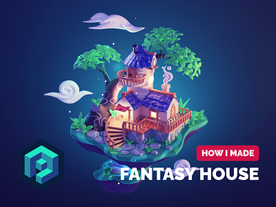Fantasy House Tutorial 3d blender clouds diorama fantasy house illustration render stylized tutorial