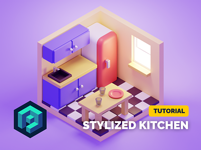 Stylized Kitchen Tutorial 3d blender cute diorama illustration isometric kitchen lowpoly render room stylized