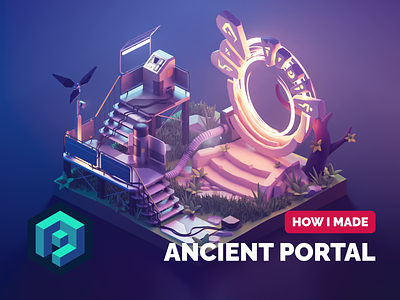 Ancient Portal Tutorial 3d blender diorama environment fantasy illustration isometric lowpoly portal render scifi tutorial