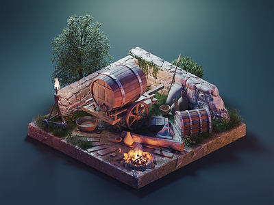 Diablo Camp 3d blender diablo diorama environment game illustration isometric lowpoly render