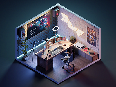 3d Gaming Room Designs Themes Templates And Downloadable Graphic Elements On Dribbble