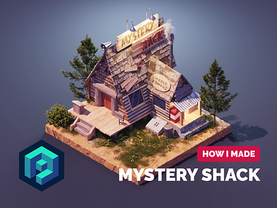 Mystery Shack Tutorial 3d blender diorama illustration isometric lowpoly render substance substance textures textured tutorial