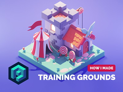 Training Grounds Tutorial 3d blender building diorama gameart illustration isometric lowpoly render strategy game