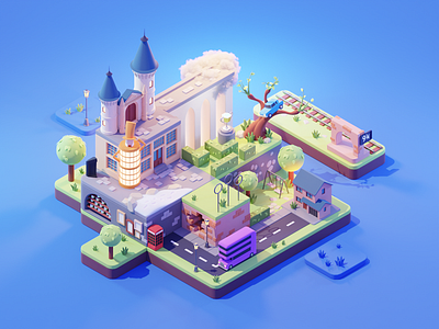 Wizarding World 3d blender diorama harry potter hogwarts illustration isometric lowpoly render