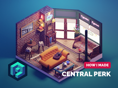 Central Perk Tutorial 3d blender central perk diorama friends illustration isometric lowpoly render room tutorial