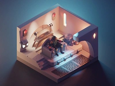 Book of Boba Fett 3d blender boba fett diorama illustration isometric lowpoly render star wars