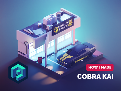 Cobra Kai Tutorial 3d blender car cobra kai diorama illustration isometric lowpoly render tutorial
