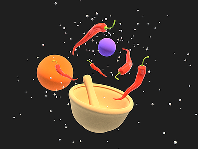Spice Oddyssey 3d blender design illustration peppers planets render space spice