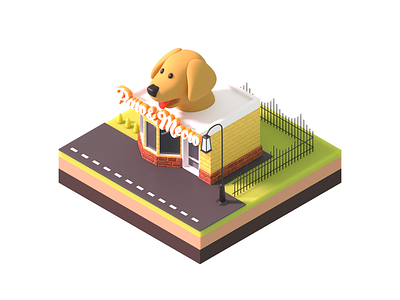 Pet Shop 🐶 3d blender building design dog icon illustration isometric pets street