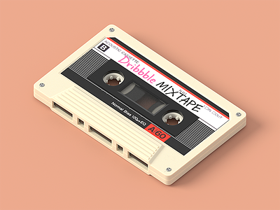 Mixtape 3d 80s analog blender hard surface illustration mixtape model realistic tape