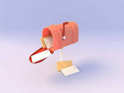 Mail Illustration 3d blender design icon illustration lowpoly mail mailbox ui