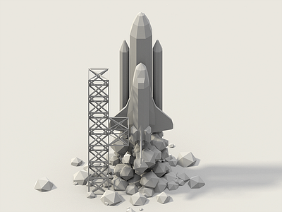 Shuttle Launch {WIP} 🚀 3d blender design illustration launch lowpoly render shuttle space