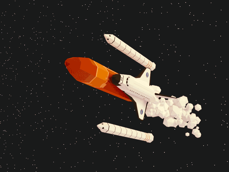 Shuttle Flyby Animation 👨‍🚀 3d animation blender design illustration launch lowpoly render rocket shuttle space spacecraft stars