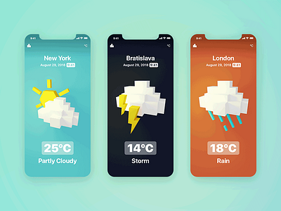 Animated Weather UI 3d app blender design illustration iphone mobile render ui ux weather