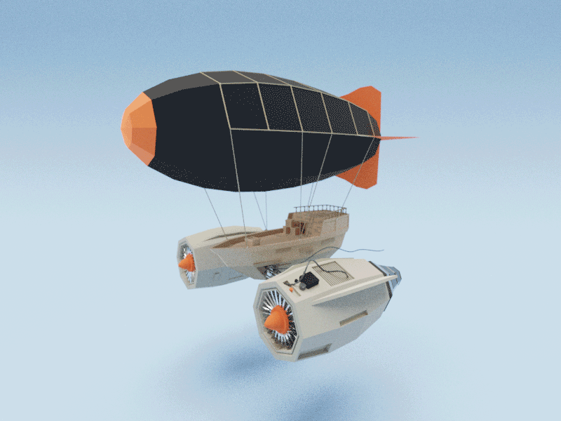 Hovering Airship 3d airplane airship animation blender boat design flying illustration jet lowpoly motion render steampunk