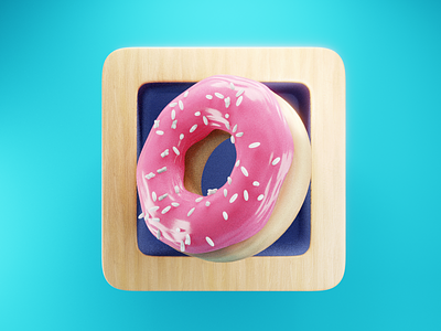Donut Icon 🍩 3d app blender design donut icon illustration launcher render ui