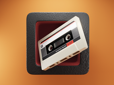 Player Icon 🎵 3d app blender cassette design icon illustration launcher mixtape music render tape ui walkman