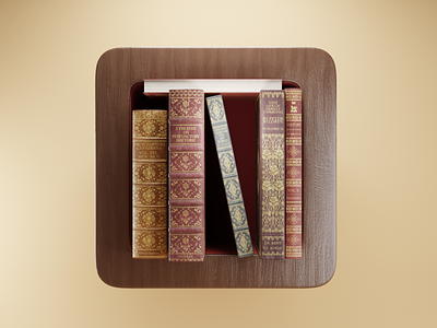 Bookshelf Icon 3d app appicon blender books bookshelf design icon illustration launcher render ui