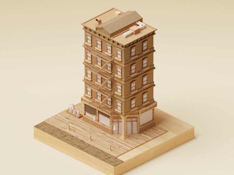 Wood and Cardboard Building by Roman Klčo on Dribbble