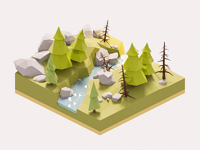 Forest Diorama 3d blender design diorama forest illustration isometric land lowpoly model render