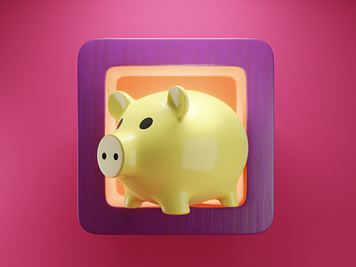 Piggybank Icon 3d app blender design icon illustration launcher model piggy piggybank render ui