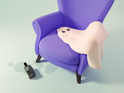 Ghost 👻 3d blender boo bottle chair design drunk ghost halloween illustration model render spooky