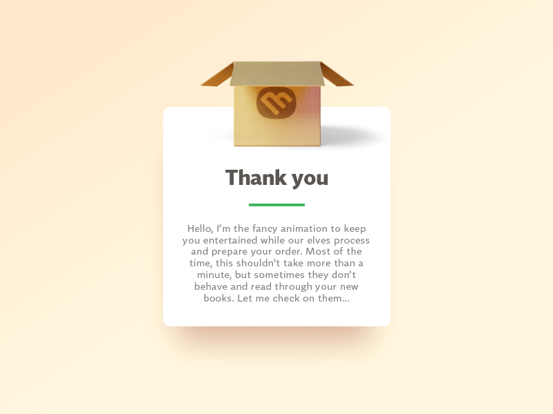 Order card 📦 uxcopy microcopy progress order confirmation message motiongraphics motion animation ux ui icon render design 3d blender illustration