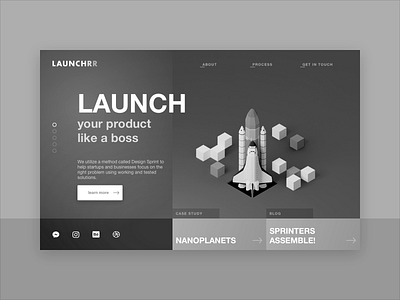 Landing Page B&W 3d design homepage illustration isometric landing page lowpoly render ui ux web webdesign