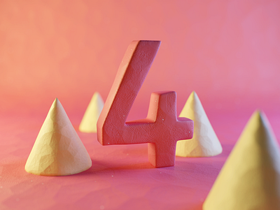 Clay Number Four 3d blender clay claydoh design four illustration number numbers plasticine render stylized typography