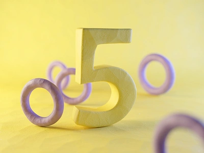 Clay Number Five 3d blender clay claydoh design five illustration number numbers plasticine render typography