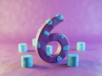 Clay Number Six 3d blender clay claydoh design illustration number numbers plasticine render six typography